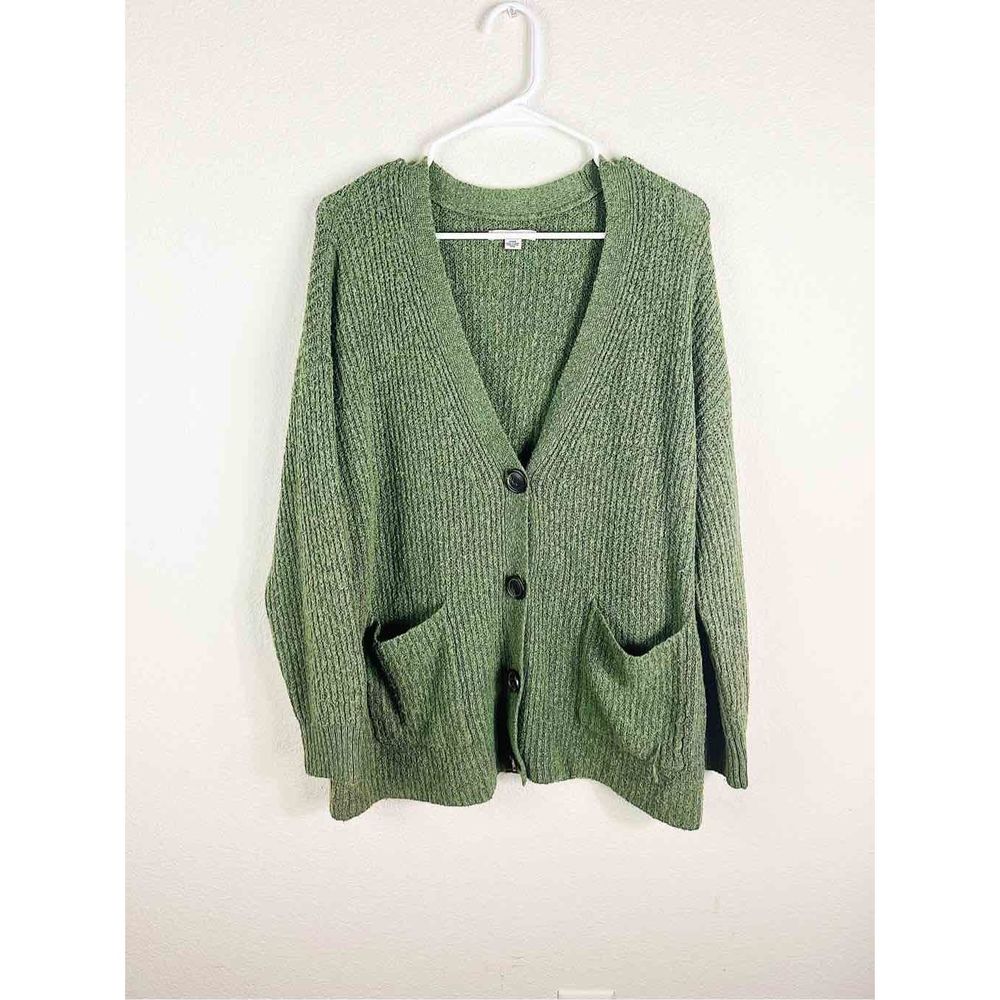American Eagle Olive Green Chunky Knit button Front Cardigan
